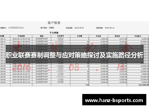 职业联赛赛制调整与应对策略探讨及实施路径分析